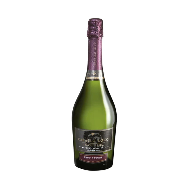 Espumante Caballo Loco Brut Nature 750cc, un espumante seco y sofisticado del Valle del Biobío, Chile. Perfecto para maridar con pescados y mariscos. ¡Compra online!